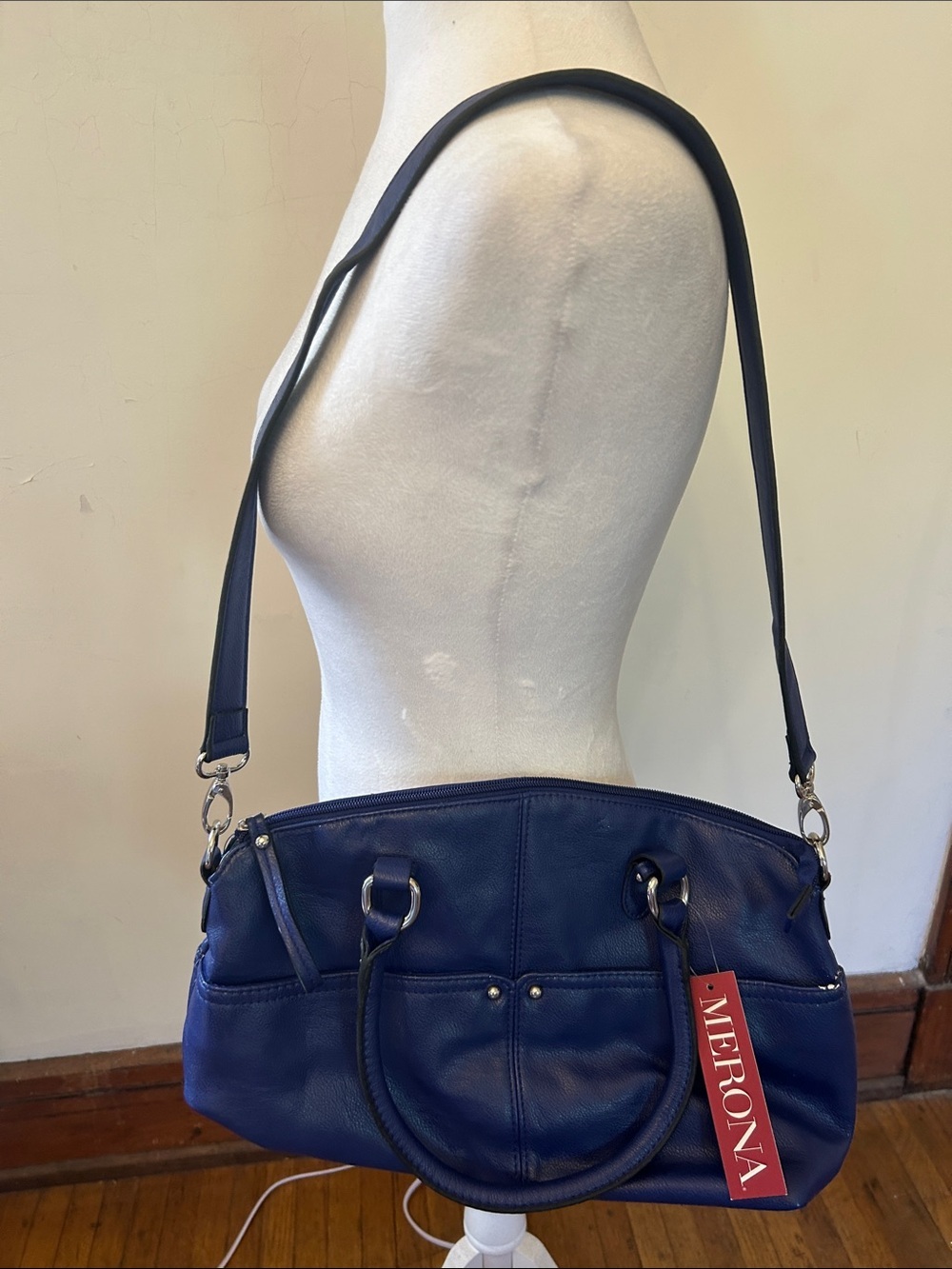 Merona Royal blue Pebbled Shoulder Bag with Dual Straps
